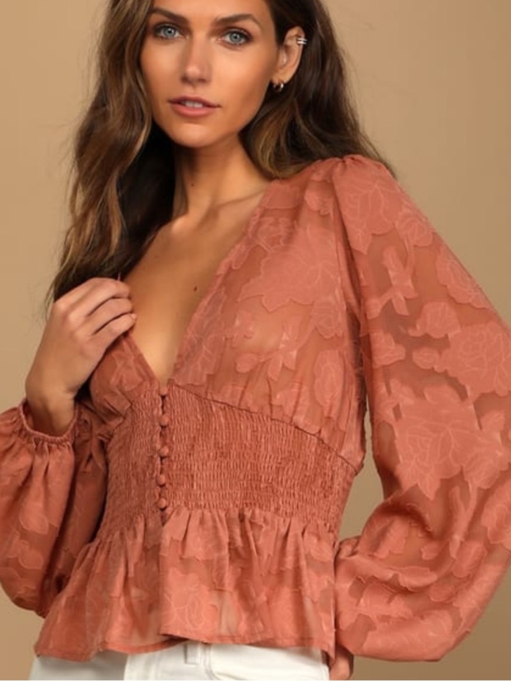 Lulu's Blush Floral Blouse